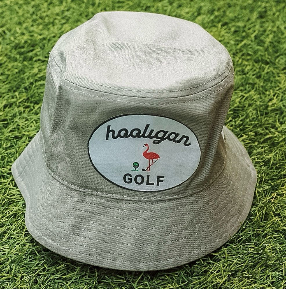Hooligan, Grey Golf Pink Flamingo Bucket Hat