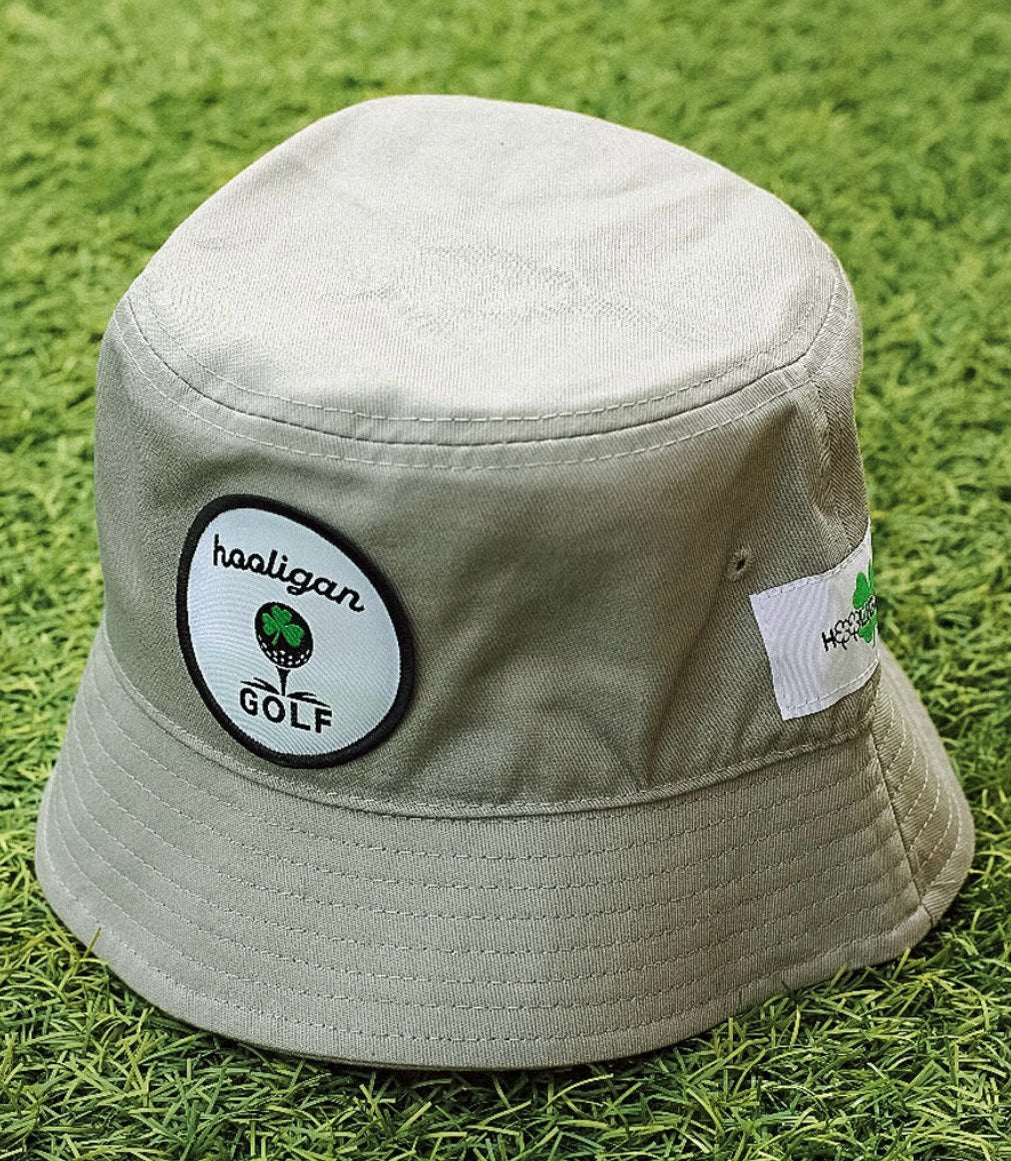 Hooligan, Grey Golf Tee-Up Shamrock, Bucket Hat