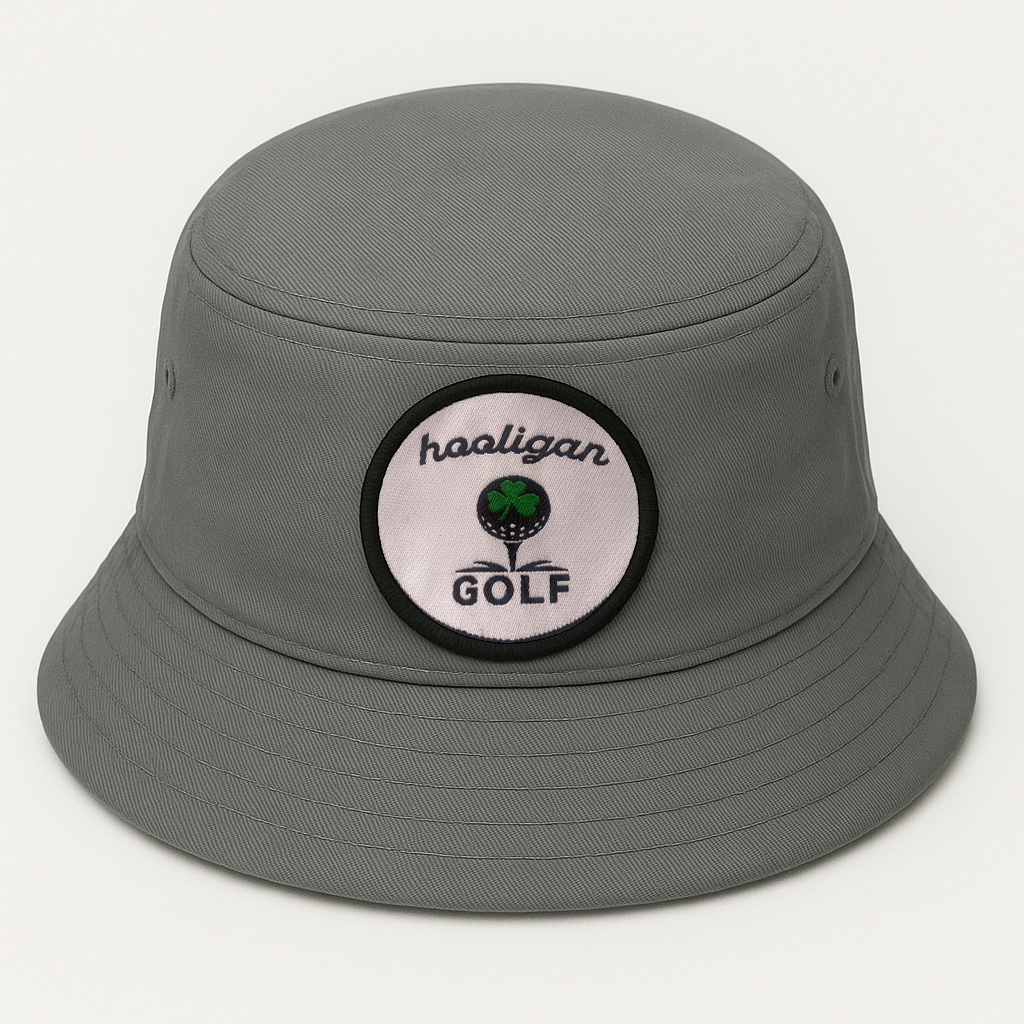 Hooligan, Grey Golf Tee-Up Shamrock, Bucket Hat