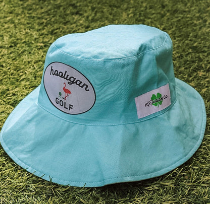 Hooligan, Light Blue Golf Pink Flamingo Bucket Hat
